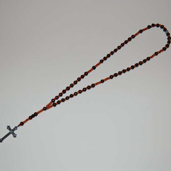 Rosary Necklace,Wood Rosary Necklace,Cross Necklace,Wooden Beaded Necklace - Picture 3 of 3